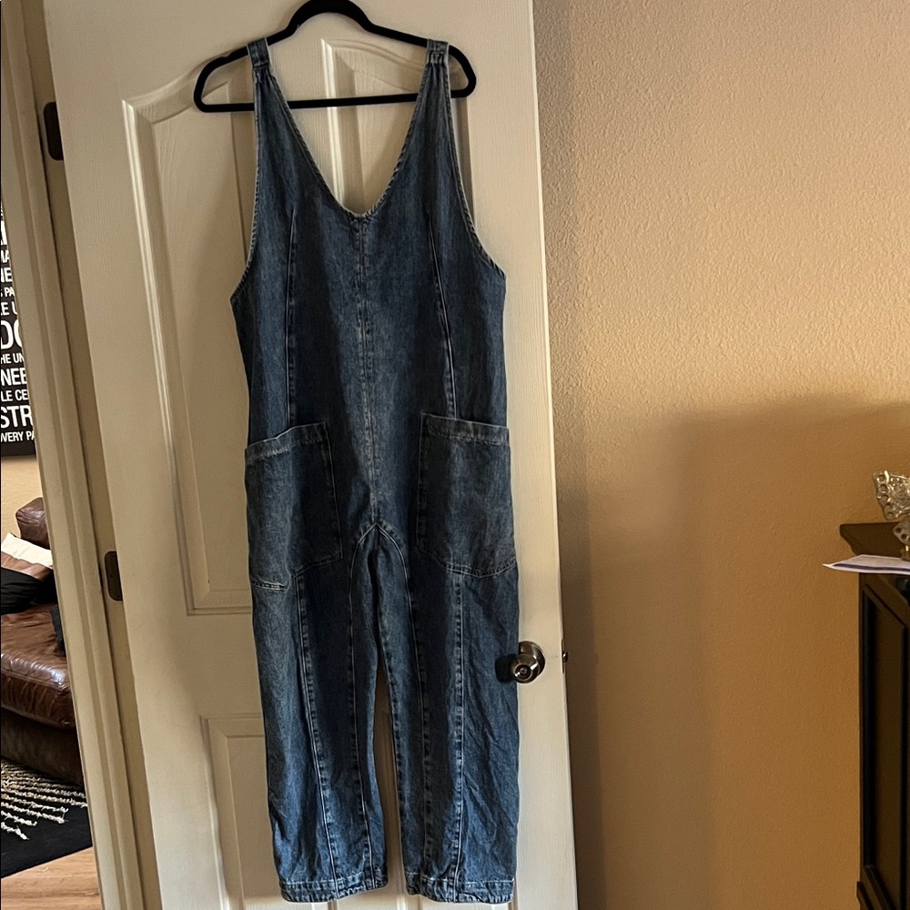 We The Free Blue Denim Jumpsuit